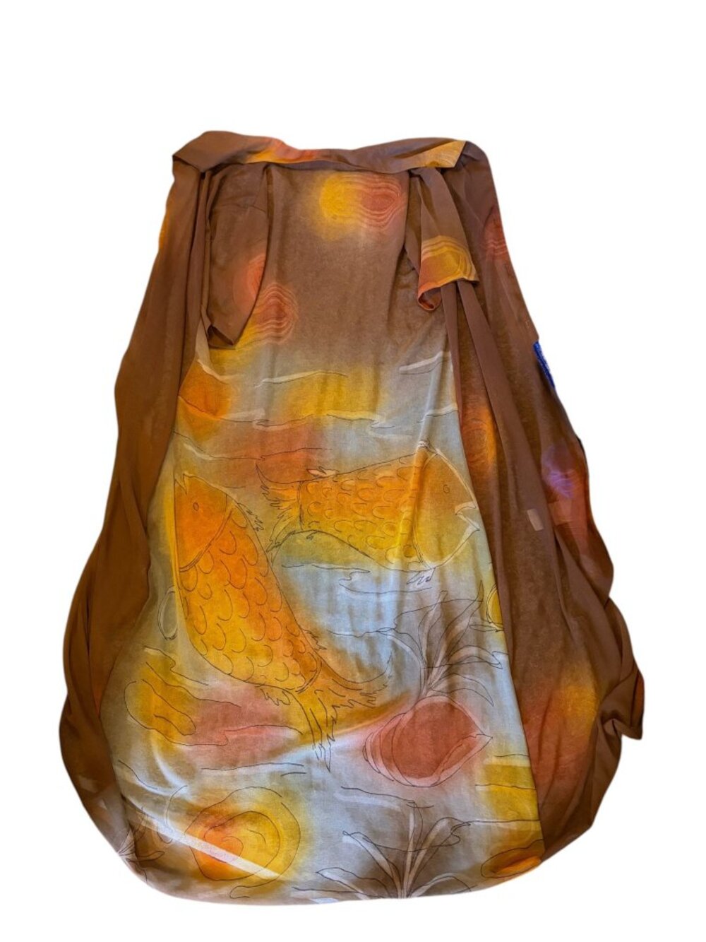 VTG 90s Nancy K Sheer Maxi Duster L Cardigan Cover Up Fish Earth Witch Resort - Picture 2 of 7